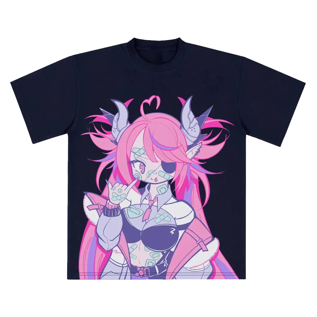 Ironmouse Merch 2026 Bat Baddie Portrait Navy T-Shirt Cute Anime Shirt VTuber Fan Gifts - Kdjoy