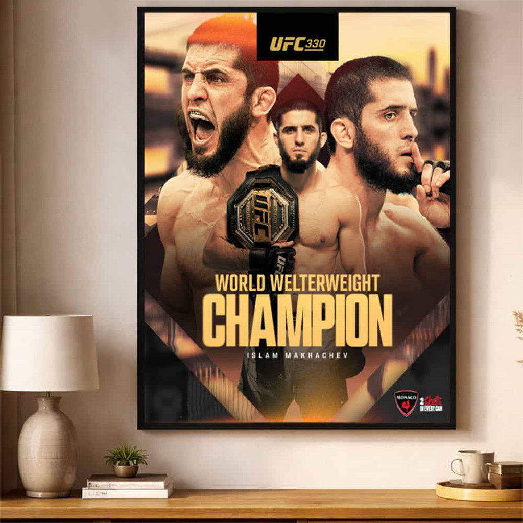 Islam Makhachev UFC 330 World Welterweight Champion 2026 Poster Islam Makhachev Merch Decor - Kdjoy