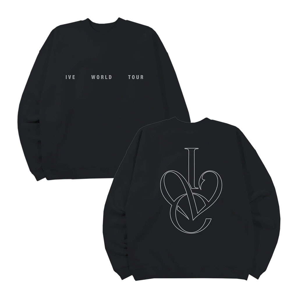 Ive Merch 2026 Black Minimal Crest Crewneck Ive World Tour Sweatshirt Kpop Fan Gifts - Kdjoy Ive Merch 2026 Black Minimal Crest Crewneck Ive World Tour Sweatshirt Kpop Fan Gifts - Kdjoy