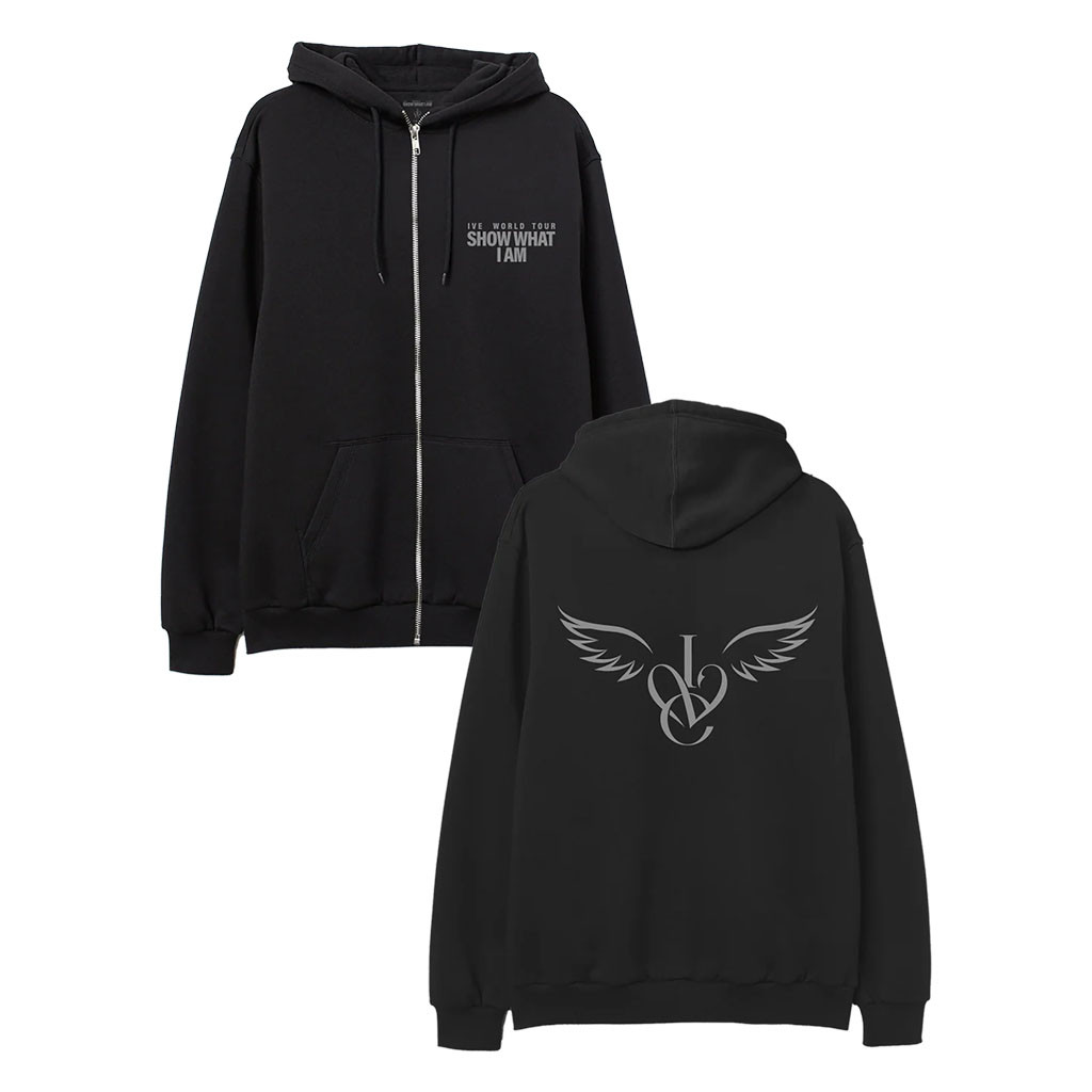 Ive Merch 2026 Black Winged Crest Zip Hoodie Ive World Tour Merch Show What I Am Kpop Gear - Kdjoy