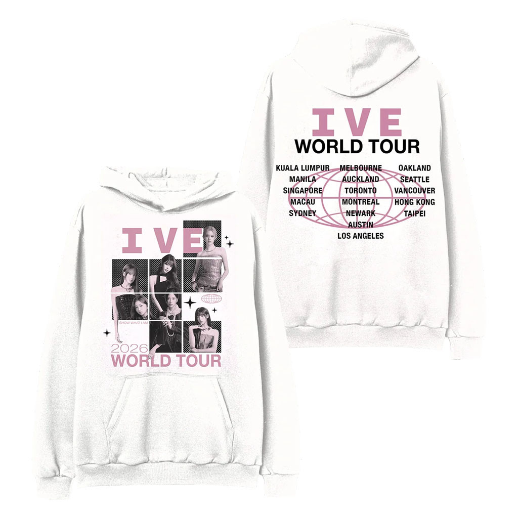 Ive Merch 2026 White Photo Collage Tour Hoodie Ive Merch World Tour Kpop Gear Gift For Fans - Kdjoy