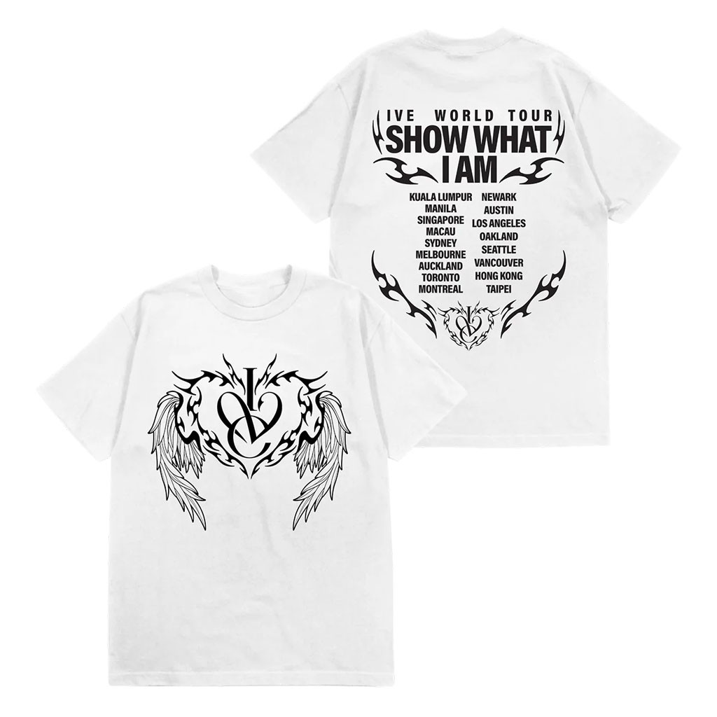 Ive Merch 2026 White Tribal Heart Crest T-Shirt Ive World Tour Show What I Am Shirt DIVE Gear - Kdjoy