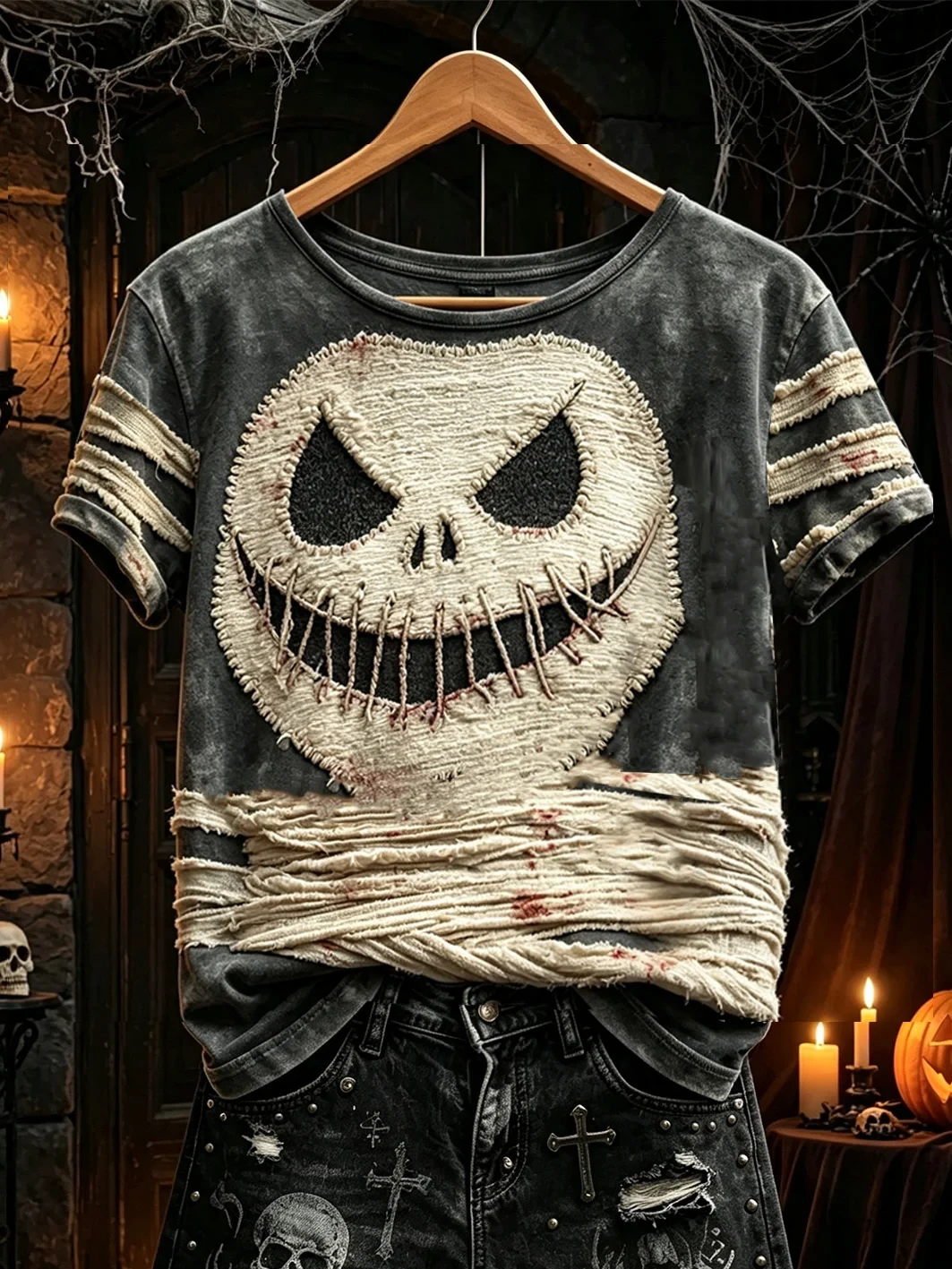Jack Skellington Mummy Halloween T-Shirt Halloween Spooky Shirt Halloween Apparel - Kdjoy