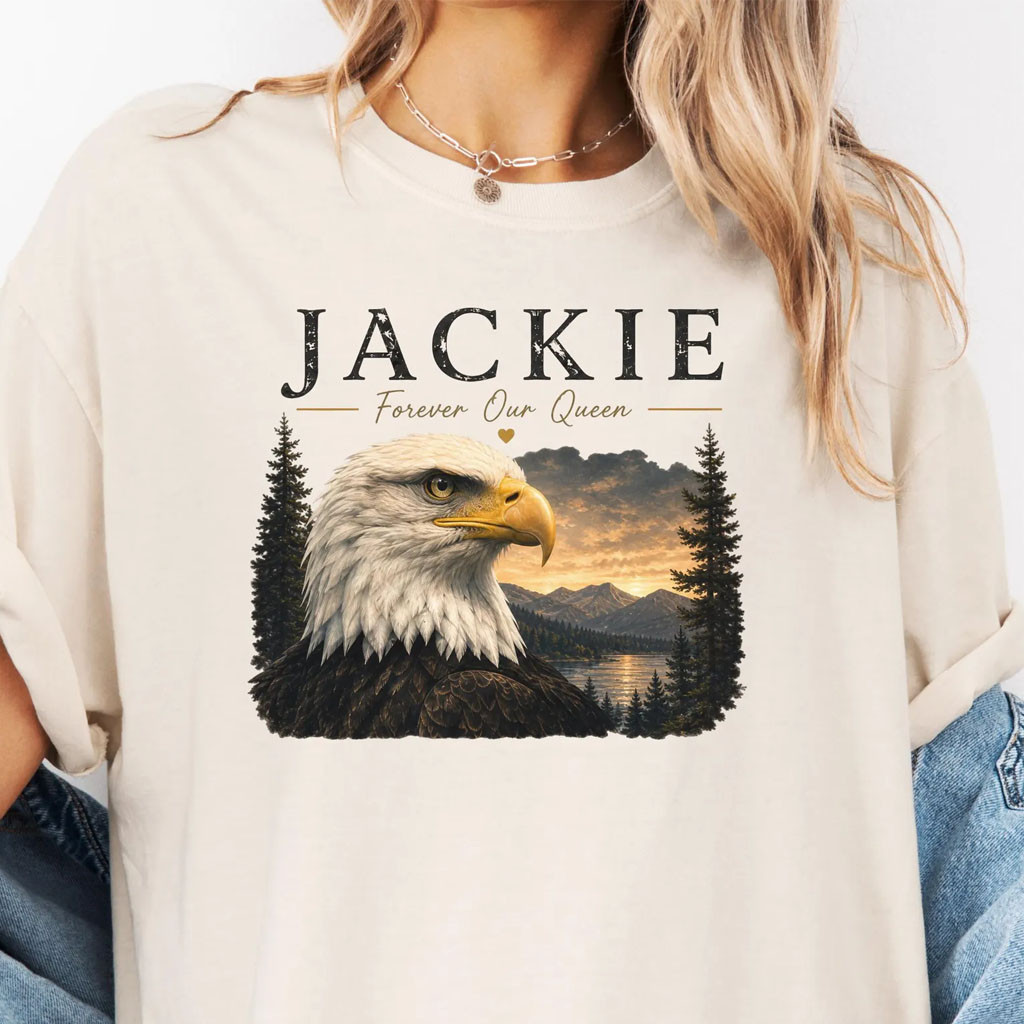 Jackie Big Bear Merch 2026 Jackie Forever Our Queen T-Shirt Big Bear Bald Eagle Tribute Tee - Kdjoy