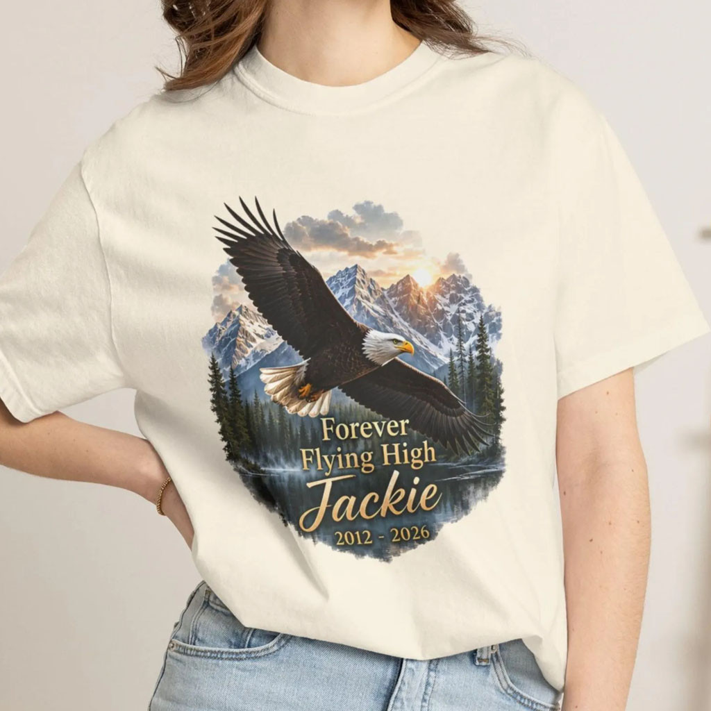 Jackie Big Bear Merch Forever Flying High 2012 2026 T-Shirt Jackie Bald Eagle Memorial Shirt - Kdjoy Jackie Big Bear Merch Forever Flying High 2012 2026 T-Shirt Jackie Bald Eagle Memorial Shirt - Kdjoy