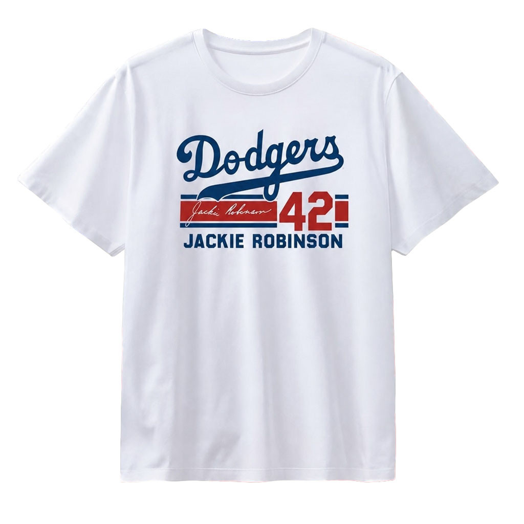 Jackie Robinson Los Angeles Dodgers 42 Signature T-Shirt LA Dodgers Merch Gifts For Fans - Kdjoy Jackie Robinson Los Angeles Dodgers 42 Signature T-Shirt LA Dodgers Merch Gifts For Fans - Kdjoy