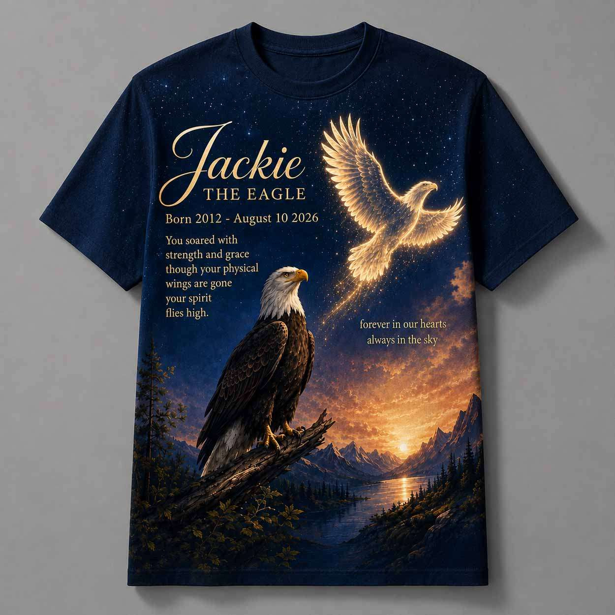 Jackie The Eagle Born 2012 August 10 2026 Shirt Jackie Memorial Gifts For Fans - Kdjoy Jackie The Eagle Born 2012 August 10 2026 Shirt Jackie Memorial Gifts For Fans - Kdjoy