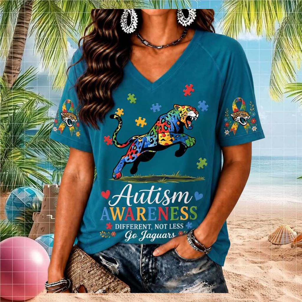 Jacksonville Jaguars Autism Awareness Puzzle Piece V-Neck Shirt Jacksonville Jaguars Merch - Kdjoy Jacksonville Jaguars Autism Awareness Puzzle Piece V-Neck Shirt Jacksonville Jaguars Merch - Kdjoy