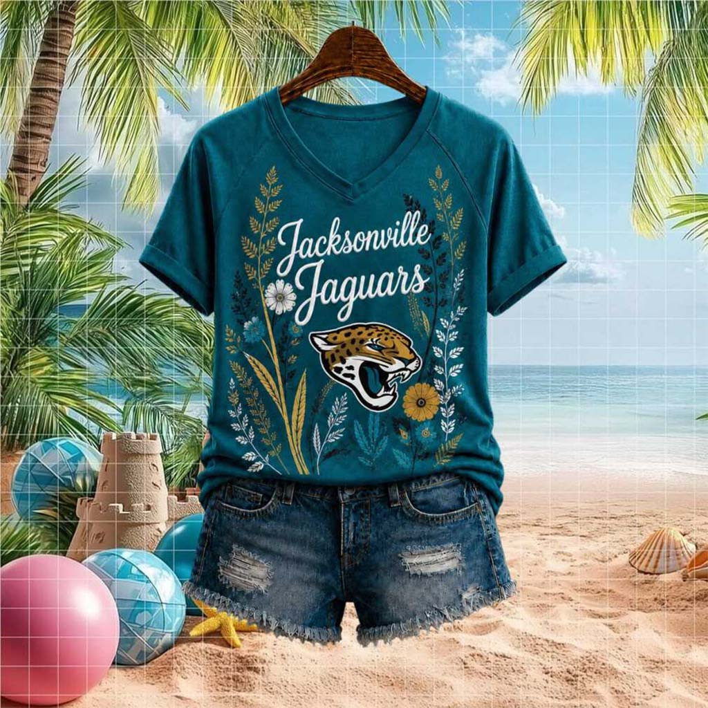 Jacksonville Jaguars Floral Boho V-Neck Shirt Jacksonville Jaguars Merch Gift For Football Fan - Kdjoy Jacksonville Jaguars Floral Boho V-Neck Shirt Jacksonville Jaguars Merch Gift For Football Fan - Kdjoy