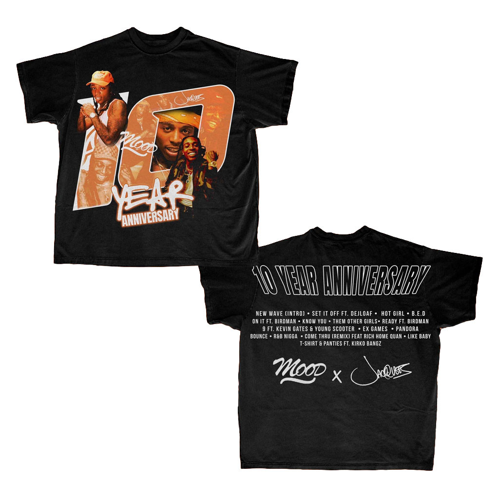 Jacquees Merch 2026 Mood 10 Year Anniversary T-Shirt Black Que Merch Present For Fans