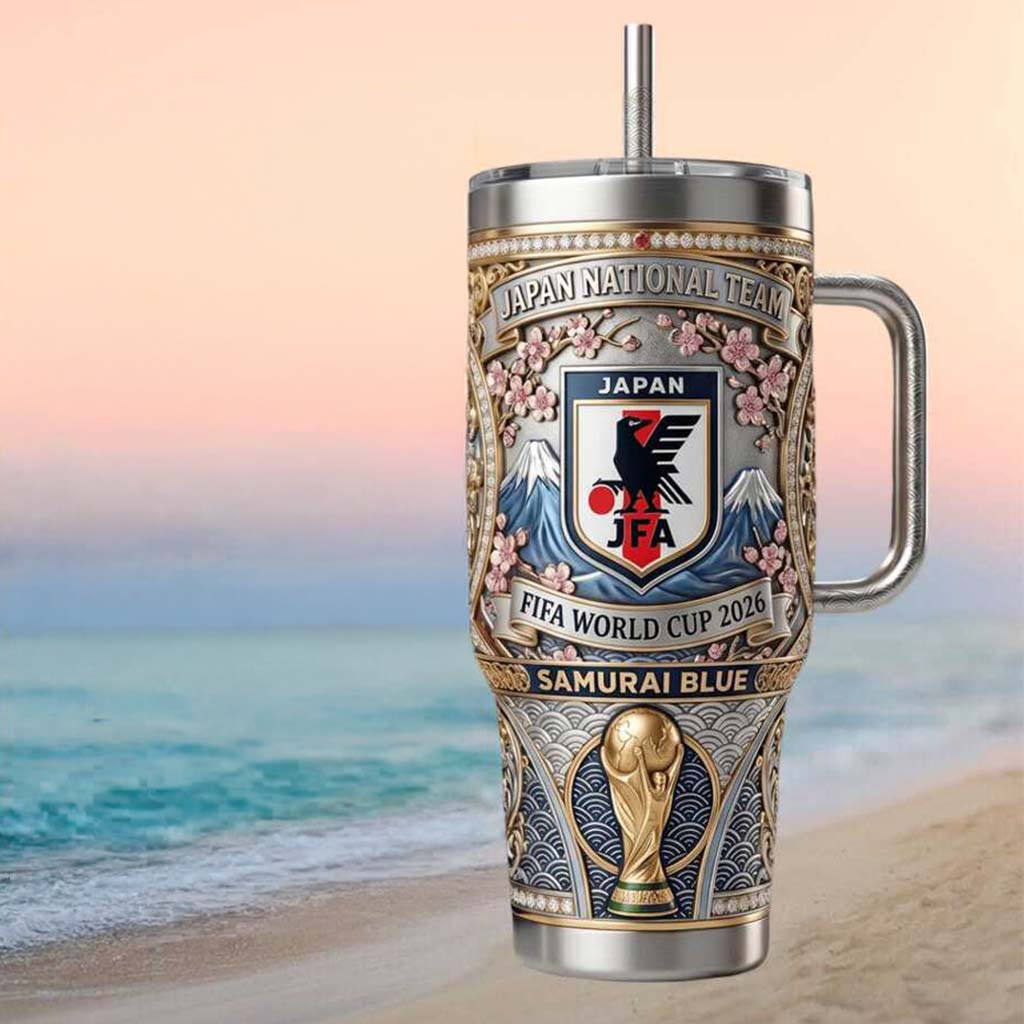 Japan Samurai Blue FIFA World Cup 2026 Soccer Tumbler Japan National Football Team Merch Gifts - Kdjoy