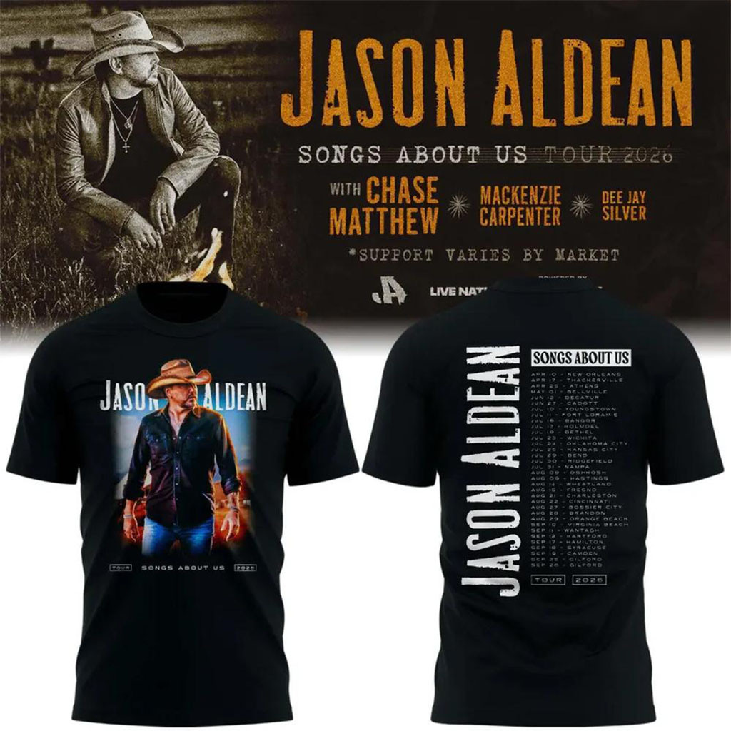 Jason Aldean Songs About Us Tour 2026 Concert T-Shirt Black Jason Aldean Merch Gifts For Dad - Kdjoy