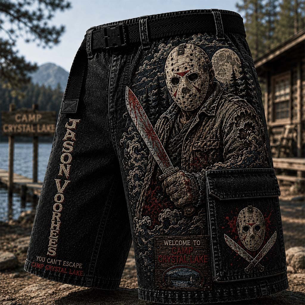 Jason Voorhees Merch You Can't Escape Camp Crystal Lake Shorts Best Gifts For Him