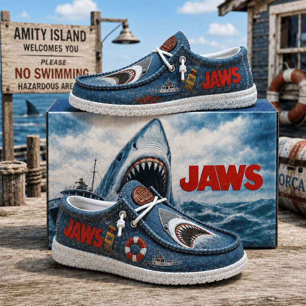 Jaws Movie Shoes Great White Shark Loafers Jaws Merch Horror Movie Fan Gifts - Kdjoy