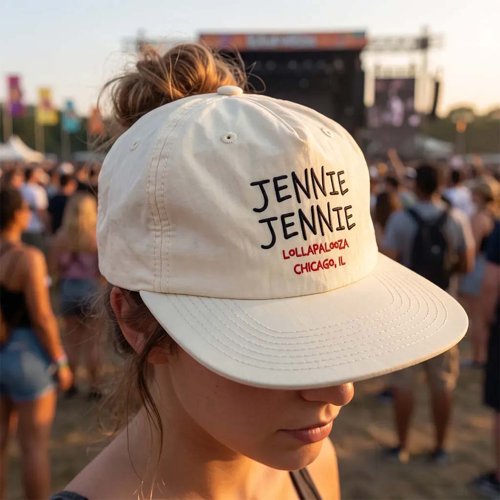Jennie Lollapalooza 2026 Snapback Hat Embroidered White Artist Merch Jennie Merch Fan Gifts - Kdjoy