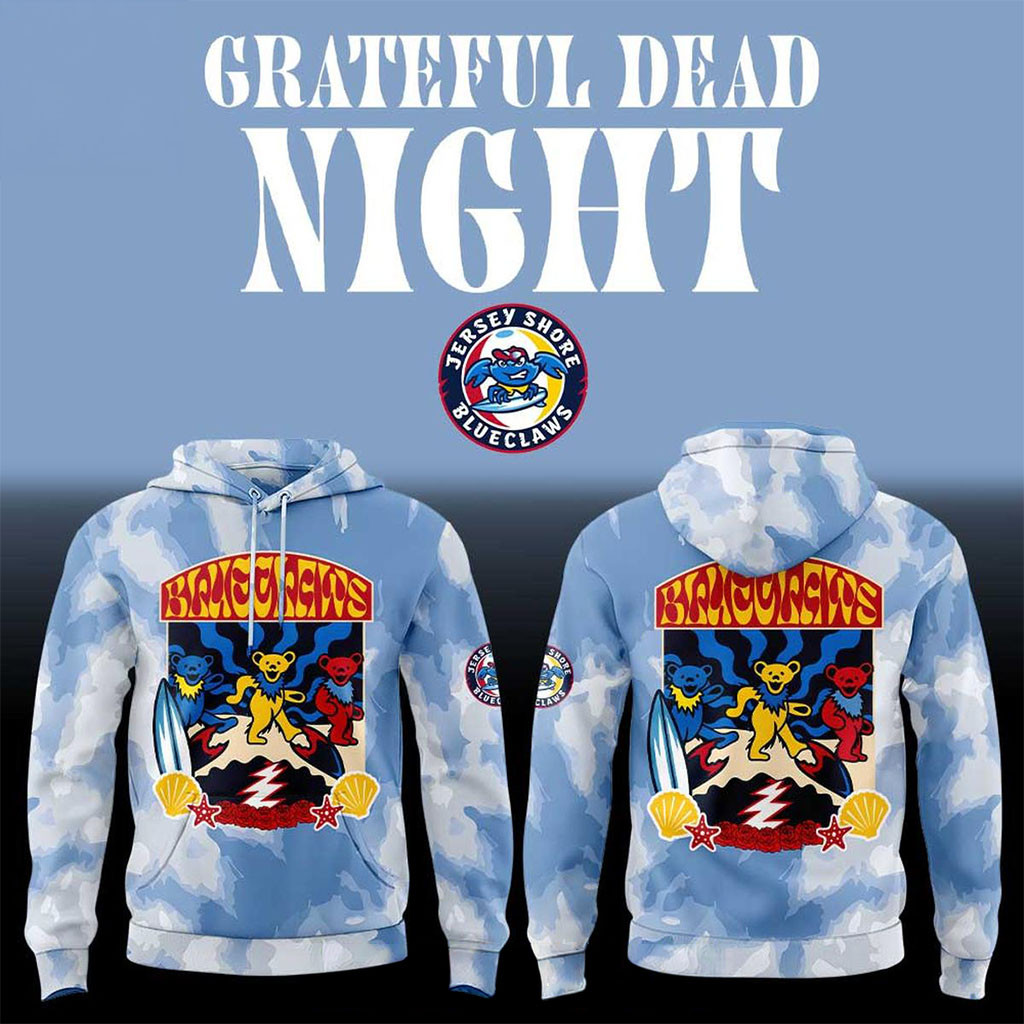 Jersey Shore BlueClaws Merch X Grateful Dead Night In ShoreTown Hoodie Gift For Deadhead - Kdjoy