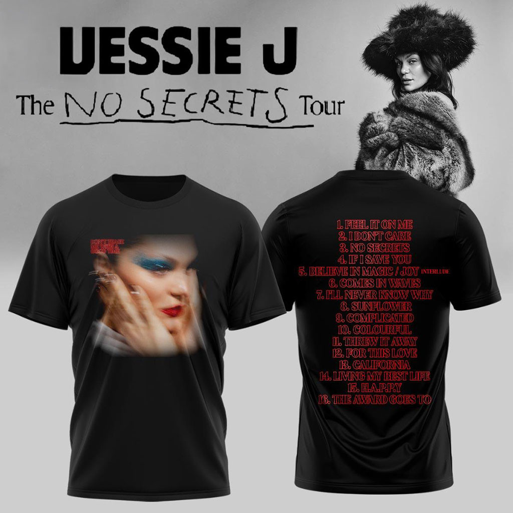Jessie J The No Secrets Tour 2026 Playlist T-Shirt Jessie J Merch Gift For Music Lovers - Kdjoy