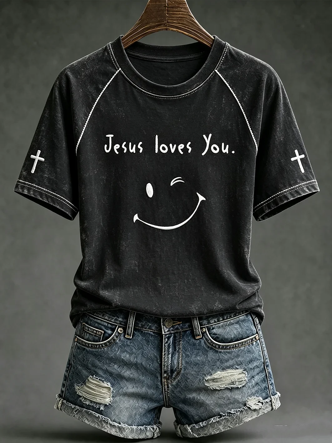 Jesus Loves You T-Shirt Smiley Face Faith Based Shirt Christian Gifts For Mothers - Kdjoy