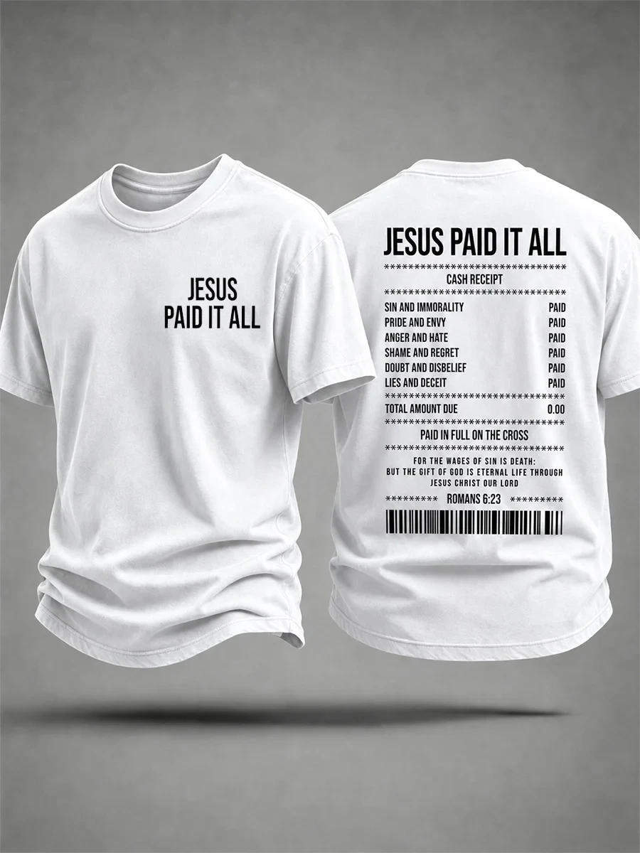 Jesus Paid It All T-Shirt Cash Receipt Shirt Faith Based Apparel Gift For Fathers - Kdjoy