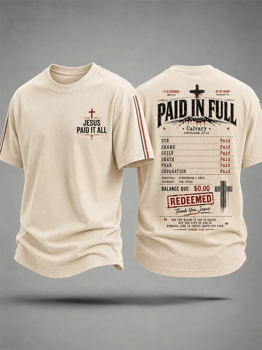 Jesus Paid It All T-Shirt Christian Faith Merch Birthday Gift Ideas For Him - Kdjoy