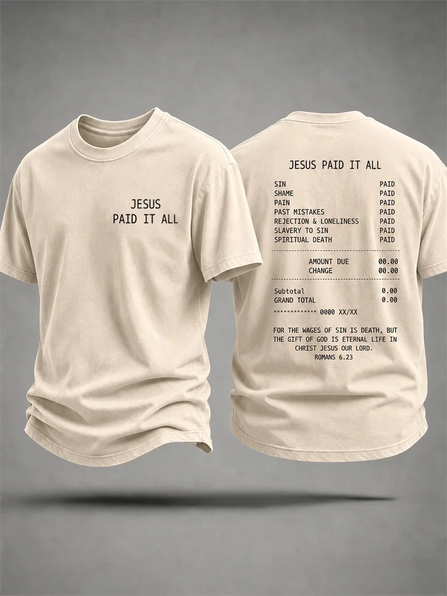 Jesus Paid It All T-Shirt Elevated Faith Clothing Religious Gifts For Fathers - Kdjoy