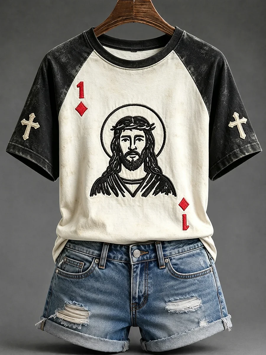 Jesus Playing Card T-Shirt Religious Symbol Shirt Present For Jesus Lovers - Kdjoy