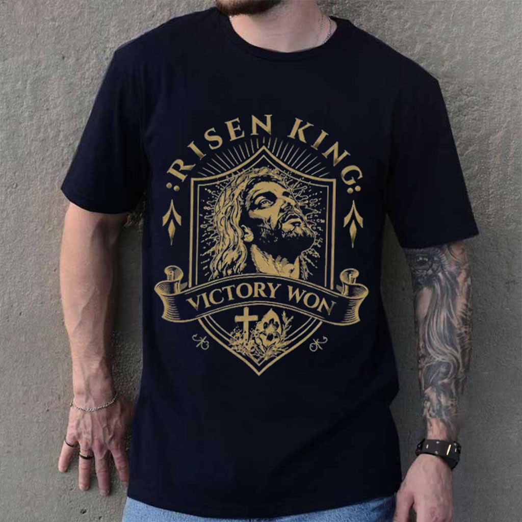 Jesus Risen King Victory Won Shirt Christian T-Shirt Gifts For Husband - Kdjoy