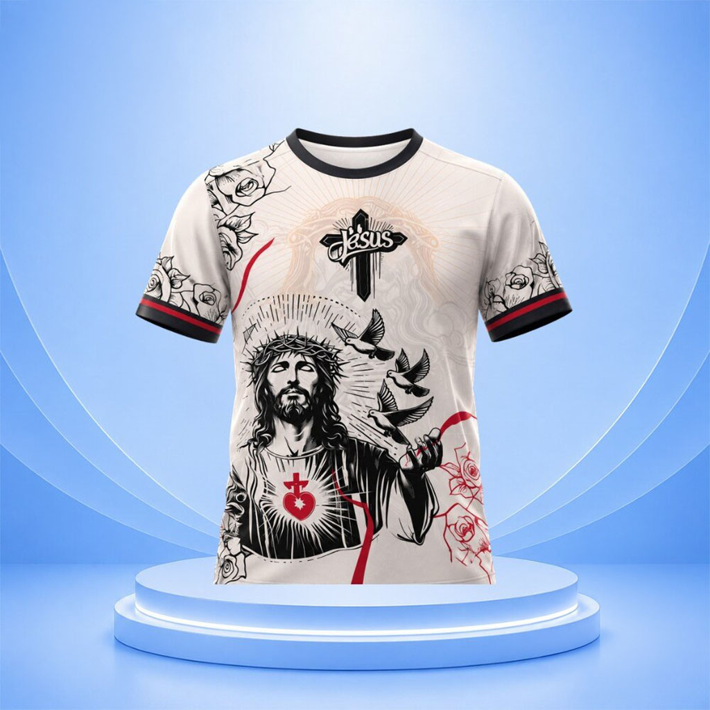 Jesus Sacred Heart Faith Over Fear Shirt 2026 Christian T-Shirt Gifts For Dad - Kdjoy Jesus Sacred Heart Faith Over Fear Shirt 2026 Christian T-Shirt Gifts For Dad - Kdjoy
