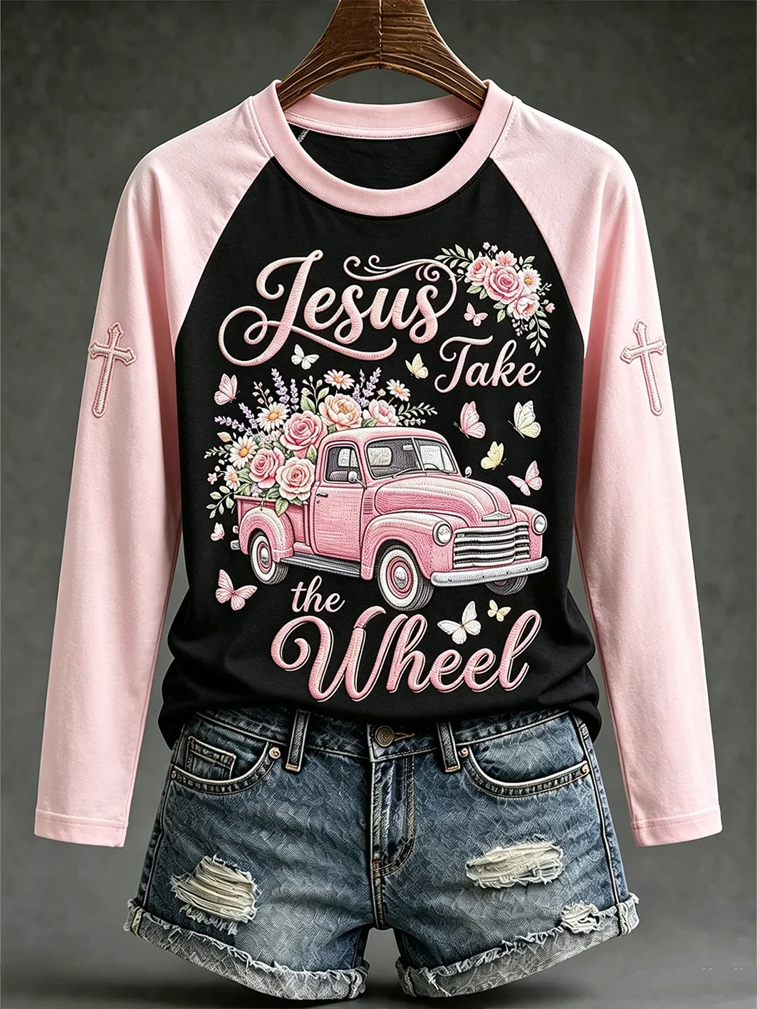 Jesus Take The Wheel Long Sleeve Shirt Ladies Halloween Outfits Gift For Sister - Kdjoy
