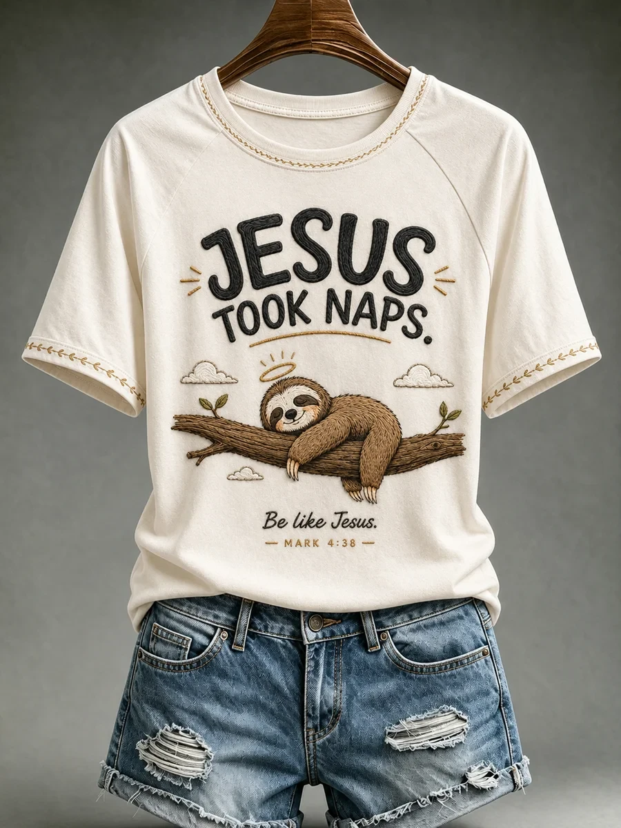 Jesus Took Naps Be Like Jesus T-Shirt Christian Sloth Tee Cute Apparel Gift - Kdjoy