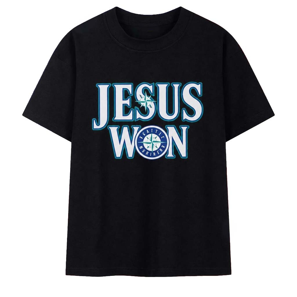 Jesus Won Seattle Mariners Baseball Logo 2026 T-Shirt Seattle Mariners Merch Christian Gifts - Kdjoy
