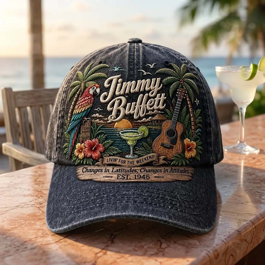 Jimmy Buffett Livin For The Weekend Hat Tropical Themd Cap Jimmy Buffett Merch Fan Gifts - Kdjoy