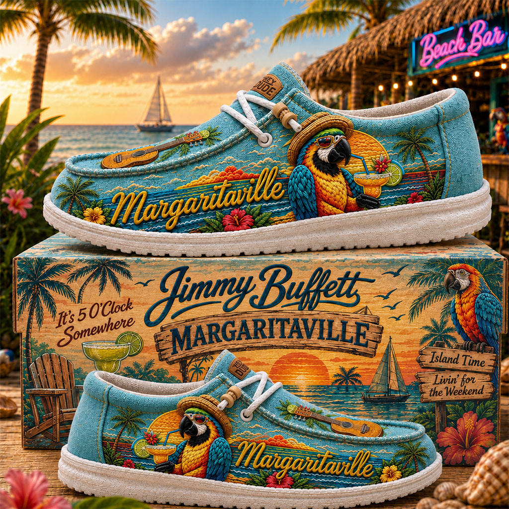 Jimmy Buffett Margaritaville Shoes It's 5 O'Clock Somewhere Loafers Jimmy Buffett Merch Gifts - Kdjoy Jimmy Buffett Margaritaville Shoes It's 5 O'Clock Somewhere Loafers Jimmy Buffett Merch Gifts - Kdjoy