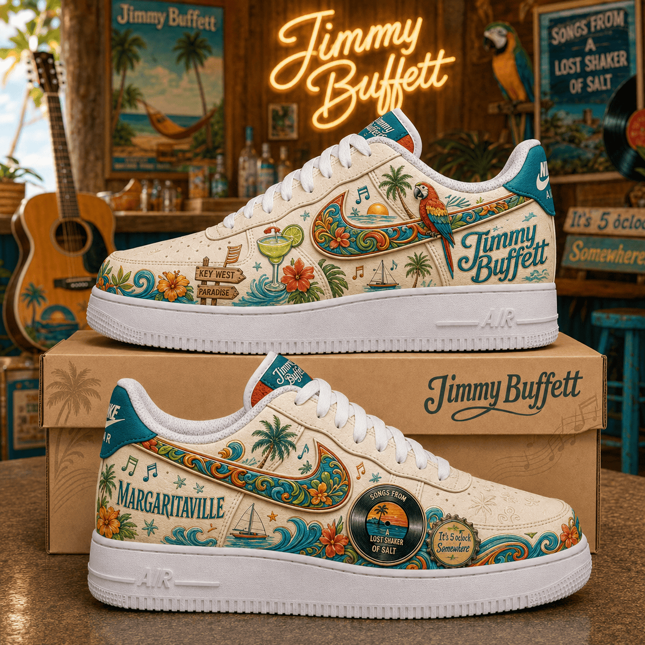 Jimmy Buffett Margaritaville Shoes It's 5 O'Clock Somewhere Sneakers Jimmy Buffett Merch 2026 - Kdjoy