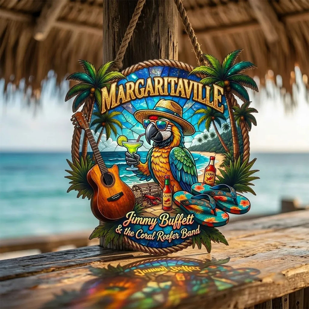 Jimmy Buffett Margaritaville Stained Glass Suncatcher Jimmy Buffett Merch Hanging Decor - Kdjoy
