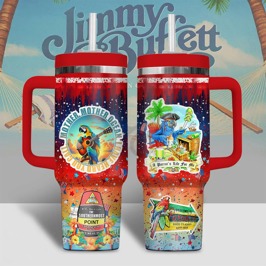 Jimmy Buffett Parrot Tropical 40oz Tumbler Jimmy Buffett Merch Best Gift For Friends - Kdjoy Jimmy Buffett Parrot Tropical 40oz Tumbler Jimmy Buffett Merch Best Gift For Friends - Kdjoy