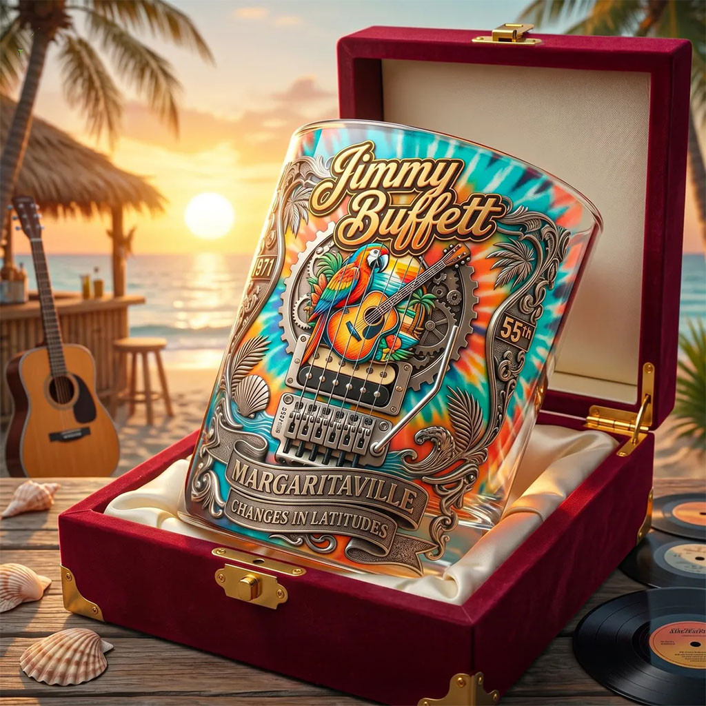 Jimmy Buffett Tie Dye Margaritaville Drinking Glass Changes In Latitudes Jimmy Buffett Merch - Kdjoy