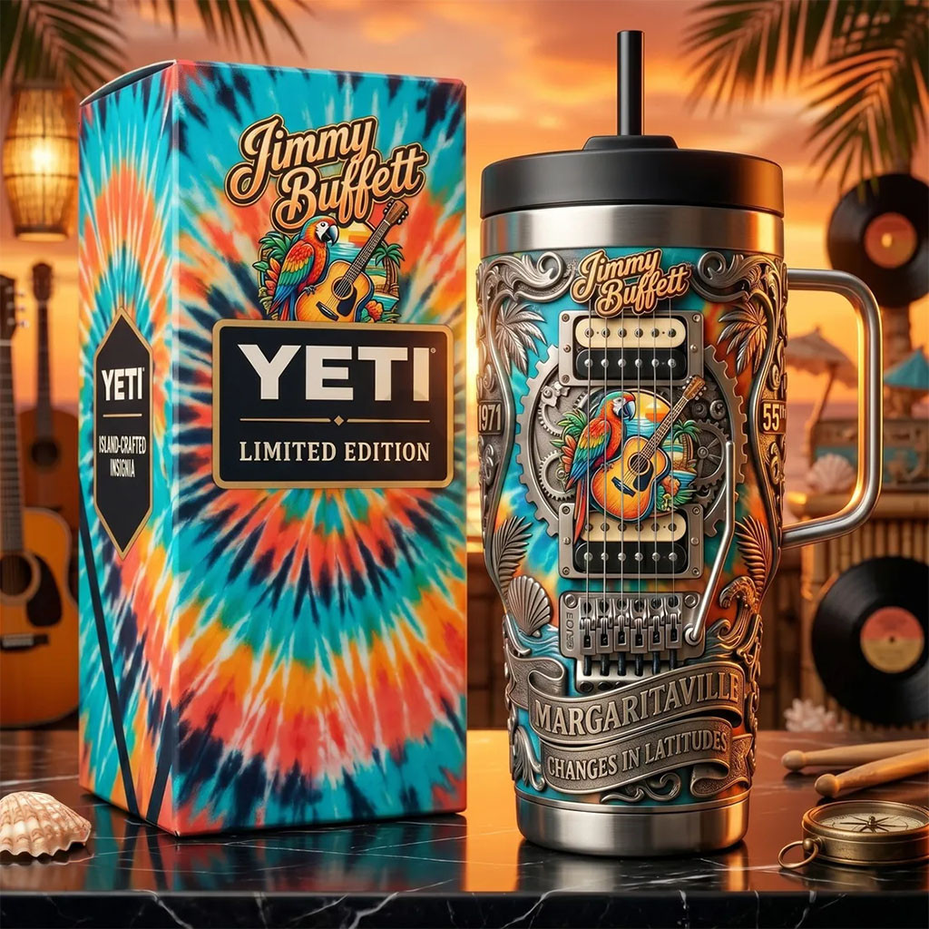 Jimmy Buffett Tie Dye YETI Tumbler Margaritaville Changes In Latitudes Jimmy Buffett Merch - Kdjoy