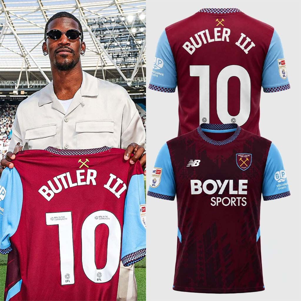 Jimmy Butler West Ham United 2026 27 Home Jersey #10 Butler III Jersey Shirt Fan Merch - Kdjoy Jimmy Butler West Ham United 2026 27 Home Jersey #10 Butler III Jersey Shirt Fan Merch - Kdjoy