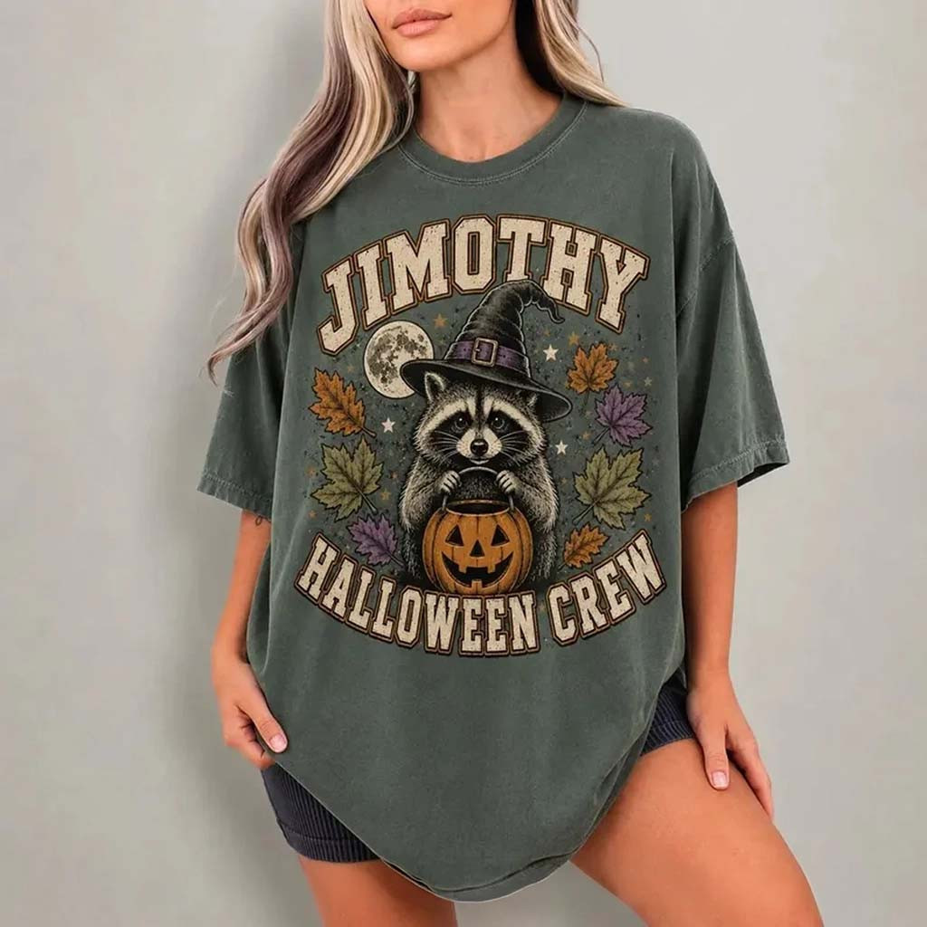 Jimothy Halloween Crew T-Shirt Raccoon Pumpkin Tee Cute Halloween Gift For Her - Kdjoy Jimothy Halloween Crew T-Shirt Raccoon Pumpkin Tee Cute Halloween Gift For Her - Kdjoy