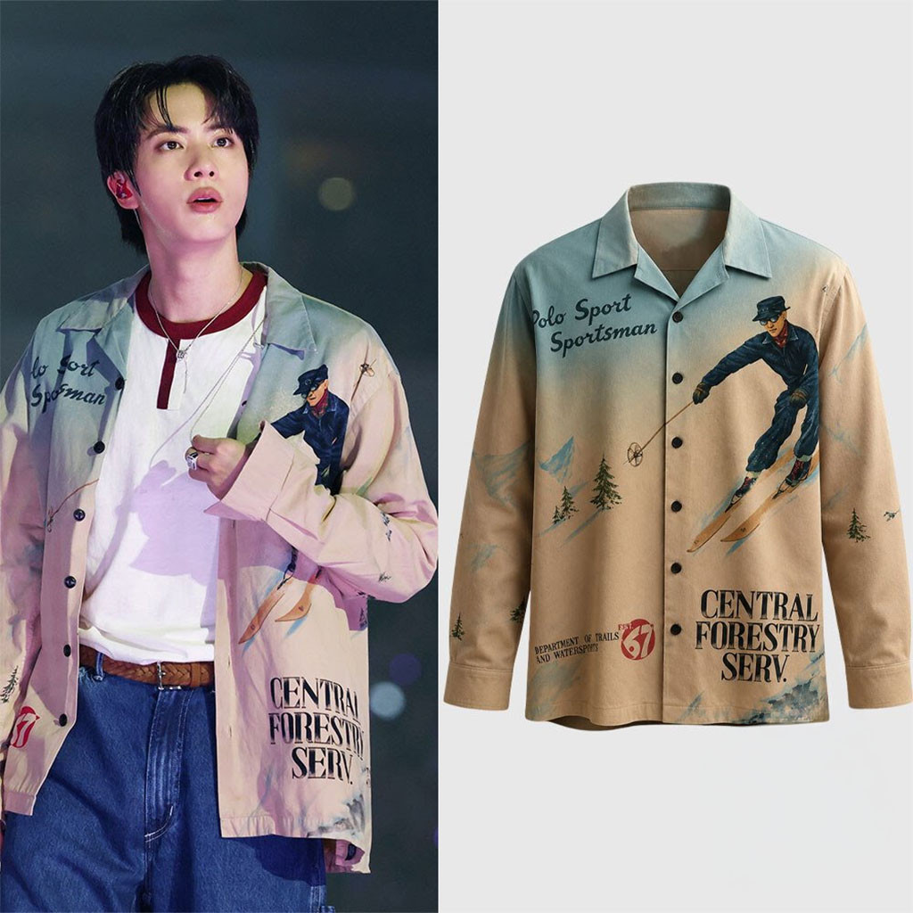 Jin BTS 1992 Polo Sport Sportsman Button Up Long Sleeve Shirt BTS Merch Gift For Army Fans - Kdjoy