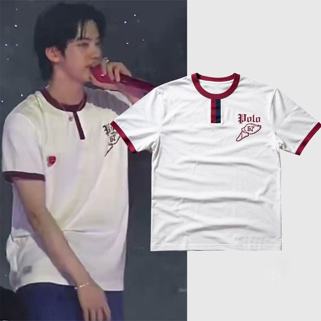 Jin BTS Polo Ralph Lauren Retro Sports Logo Slub Ringer Shirt BTS Arirang Tour Merch Fan Gifts - Kdjoy