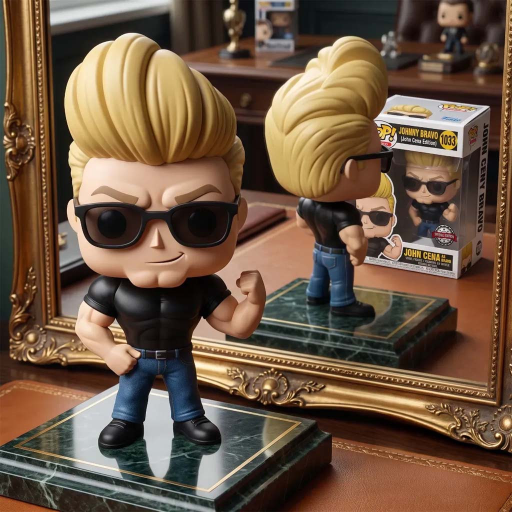 John Cena as Johnny Bravo 2026 Resin Funko Pop John Cena Merch Gift Ideas For Him - Kdjoy