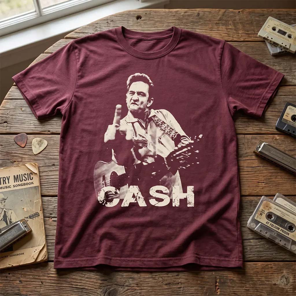 Johnny Cash Middle Finger Shirt Cash T-Shirt Johnny Cash Merch Present For Fans - Kdjoy