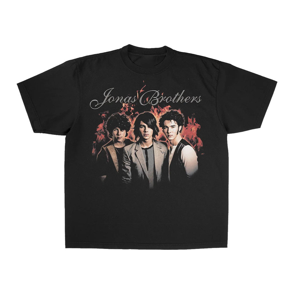 Jonas Brothers Merch 2026 Vintage Flames Portrait T-Shirt Best Gift For Band Lovers - Kdjoy