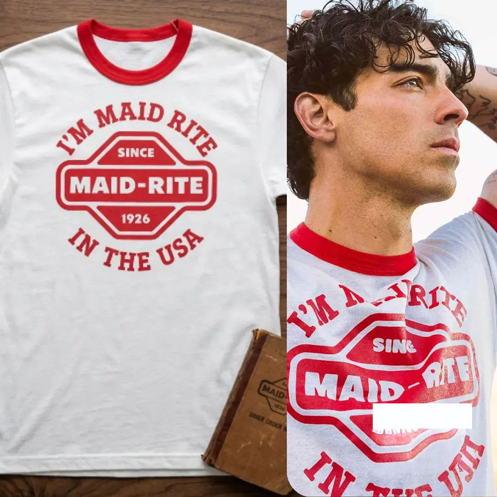 Jonas Brothers Merch Nick Jonas Maid-Rite I Am Maid Rite In The USA Retro Ringer T-Shirt - Kdjoy