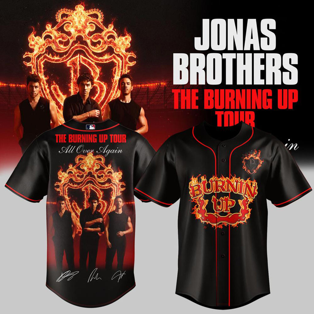 Jonas Brothers Merch The Burning Up Tour All Over Again 2026 Baseball Jersey Fan Apparel - Kdjoy Jonas Brothers Merch The Burning Up Tour All Over Again 2026 Baseball Jersey Fan Apparel - Kdjoy