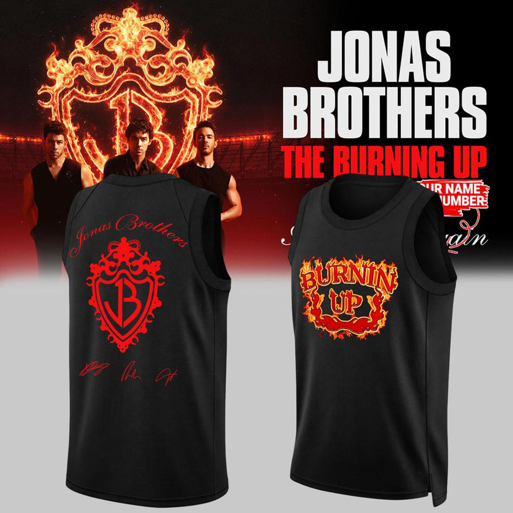 Jonas Brothers Merch The Burning Up Tour All Over Again 2026 Basketball Jersey Black Fan Gear - Kdjoy