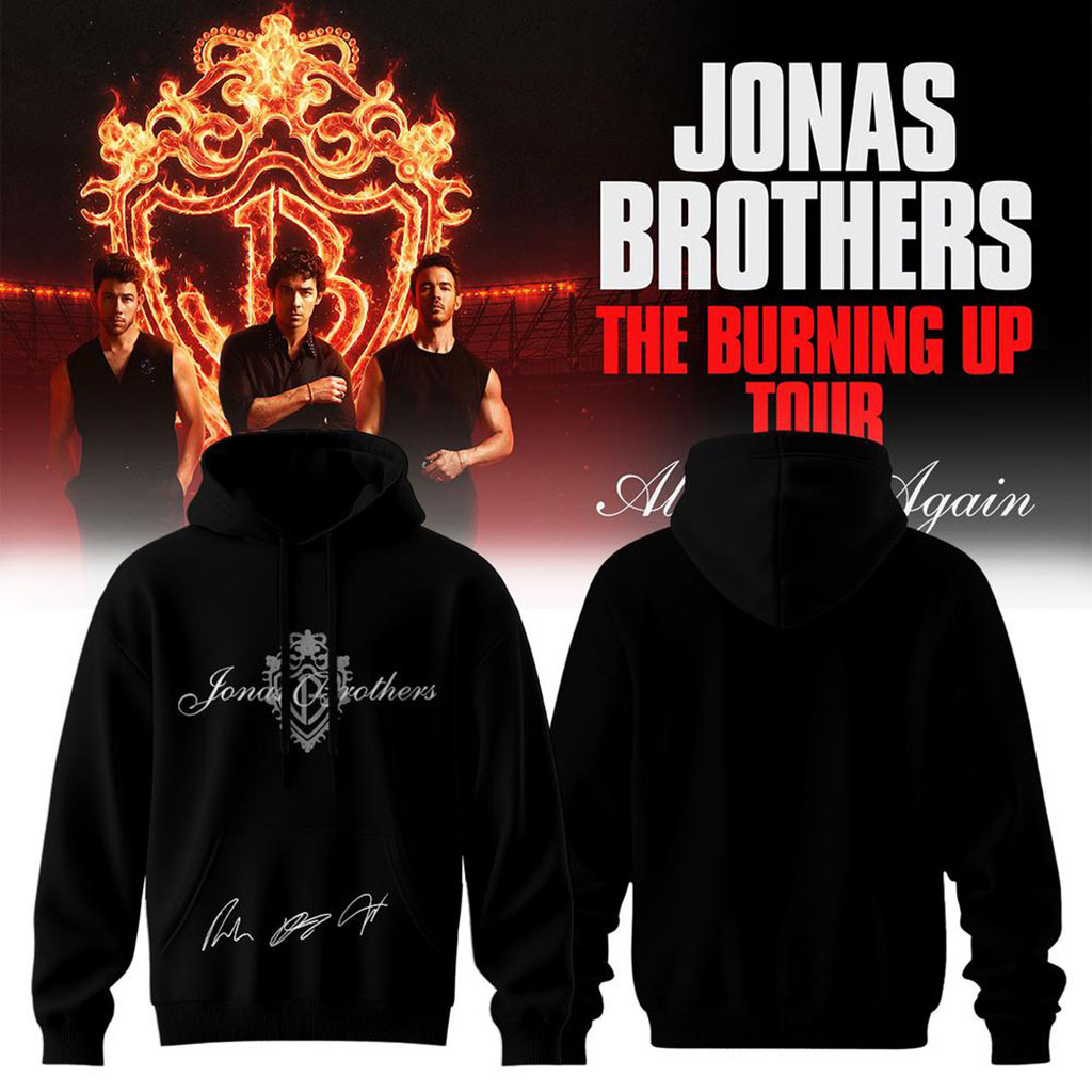Jonas Brothers Merch The Burning Up Tour All Over Again 2026 Hoodie Black Gifts For Pop Fans - Kdjoy