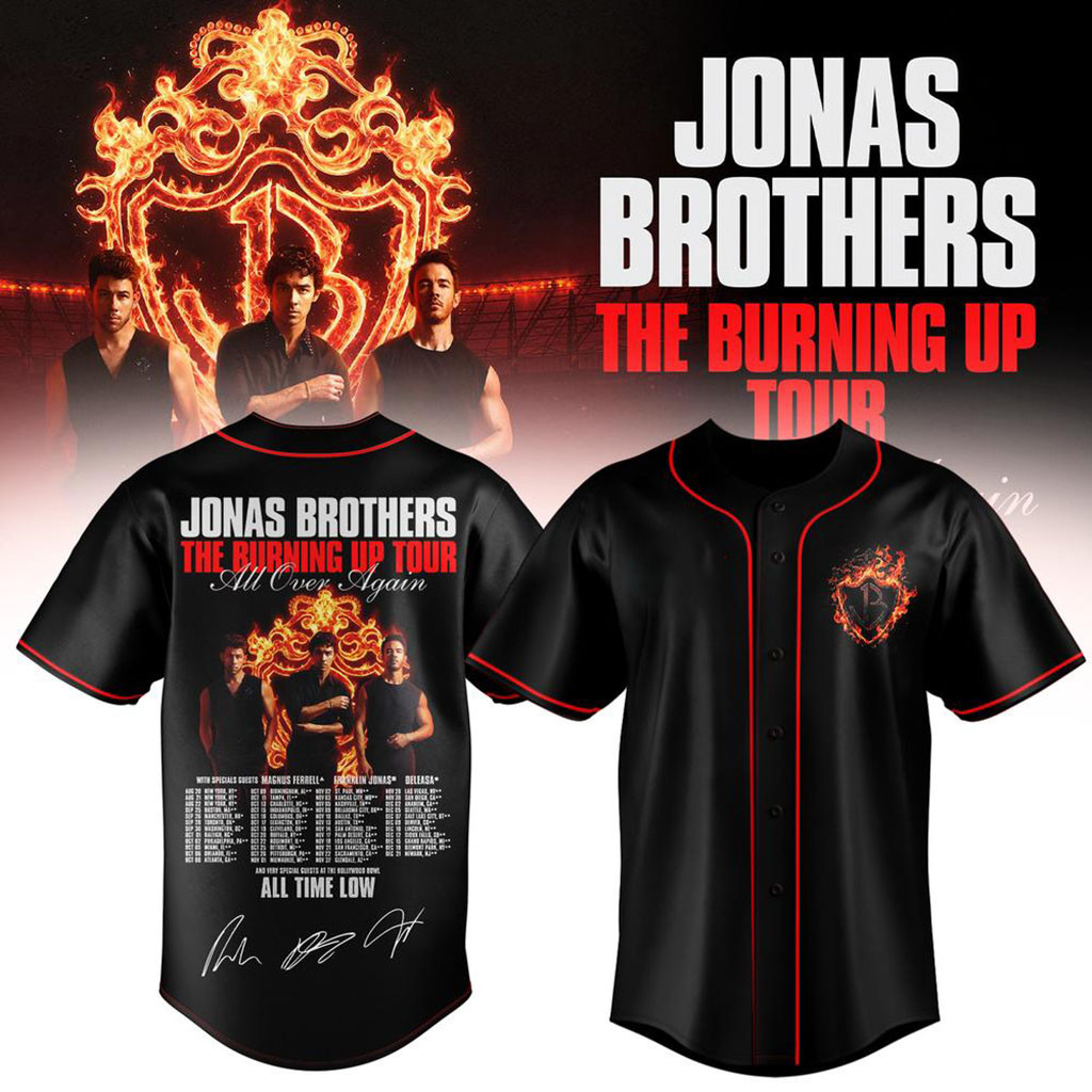 Jonas Brothers The Burning Up Tour All Over Again 2026 Baseball Jersey Jonas Brothers Merch - Kdjoy Jonas Brothers The Burning Up Tour All Over Again 2026 Baseball Jersey Jonas Brothers Merch - Kdjoy
